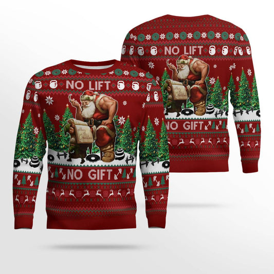 Santa No Lift No Gift Merry Christmas Ugly Christmas Sweater Red – Moonbestprint