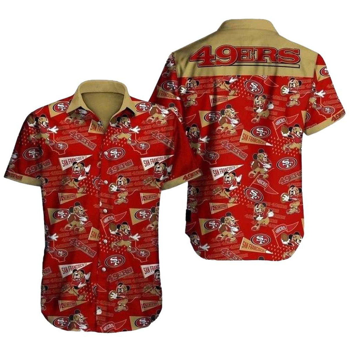 49ers And Mickey's Gameday Spirit With The 49ers Hawaiian Shirt - Moonbestprint