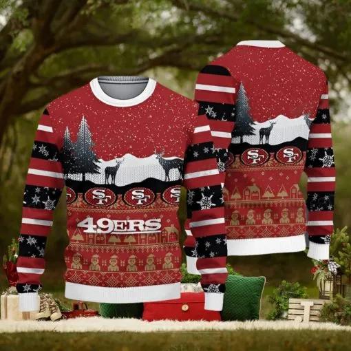 49ers Christmas Sweater Reindeer Ugly Christmas Sweater, NFL Chritsmas Sweater Moonbestprint