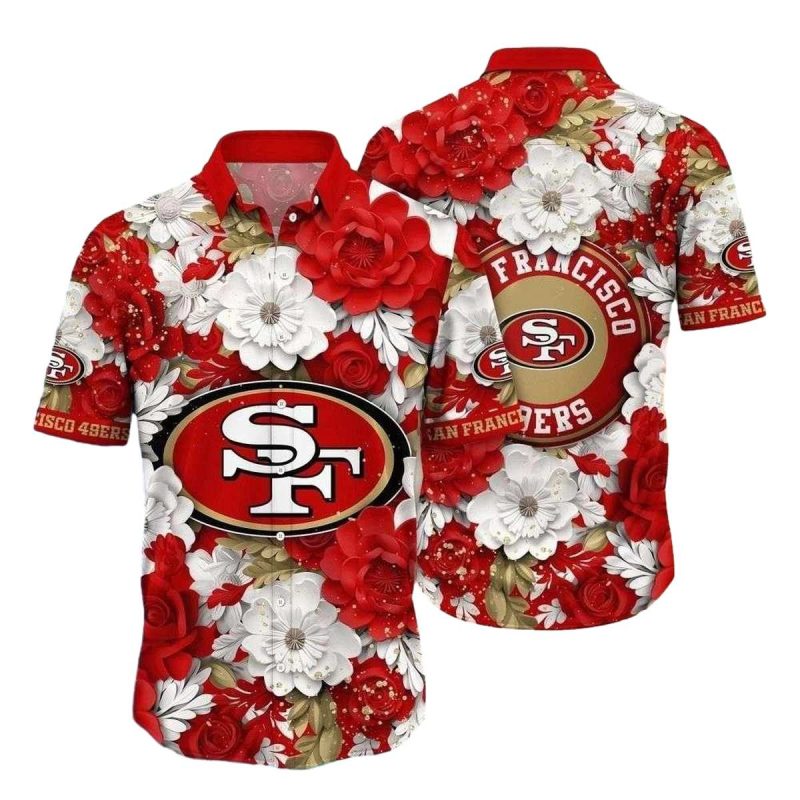 49ers Floral Emblematic Tropical Hawaiian Shirt - Moonbestprint