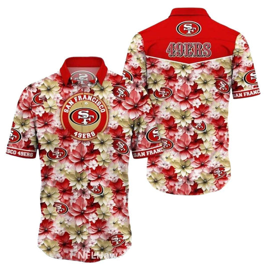 49ers Floral Hibiscus Paradise Hawaiian Shirt - Moonbestprint