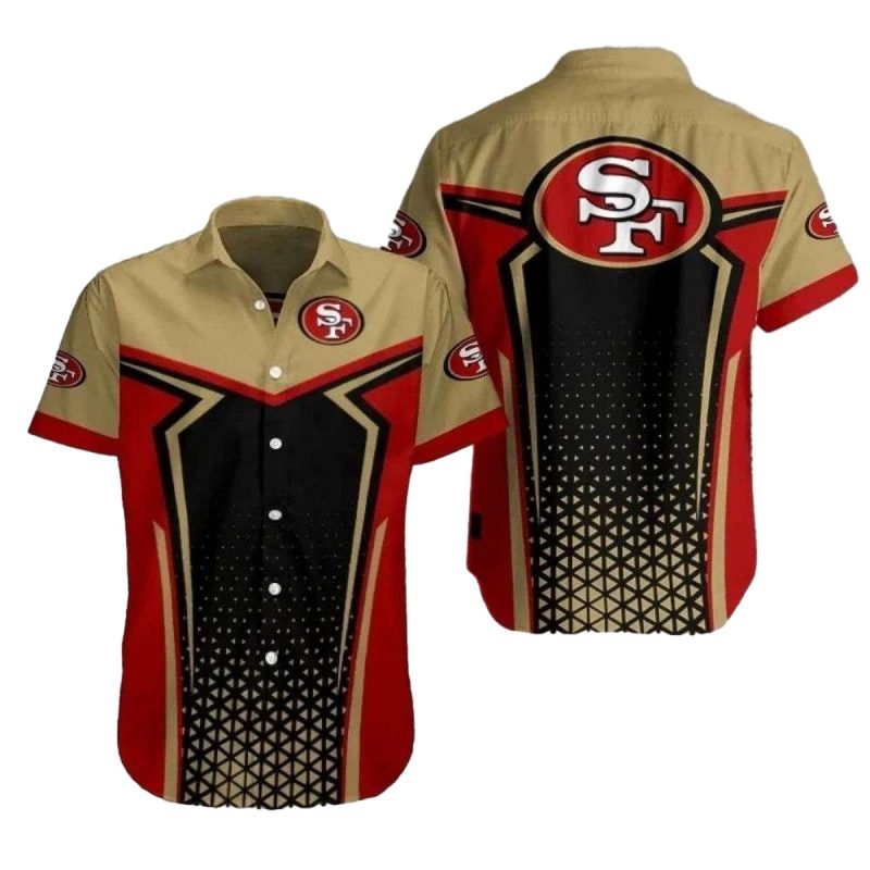49ers Gold Rush Beige Red Dotted Elegance Hawaiian Shirt - Moonbestprint