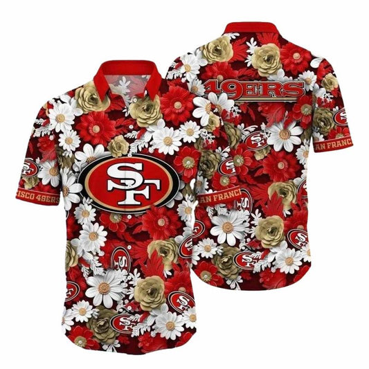 49ers Summer Garden Touchdown Floral Hawaiian Shirt - Moonbestprint