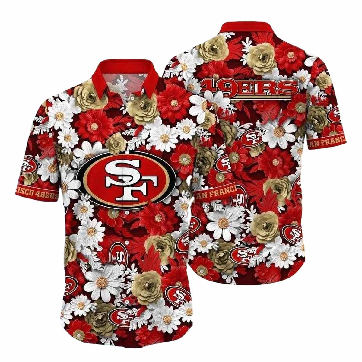 49ers Summer Garden Touchdown Floral Hawaiian Shirt - Moonbestprint