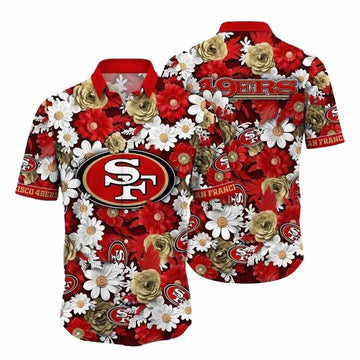 49ers Summer Garden Touchdown Floral Hawaiian Shirt - Moonbestprint