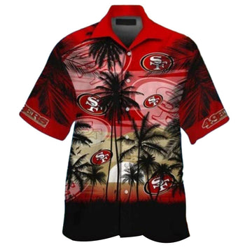49ers Sunset Palm Coconut Tree Hawaiian Shirt - Moonbestprint