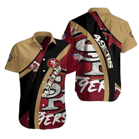 49ers Urban Edge Red Beige Streak Hawaiian Shirt - Moonbestprint