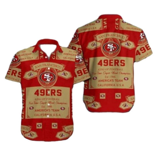 49ers Vintage Beer Label Championship Design Hawaiian Shirt - Moonbestprint