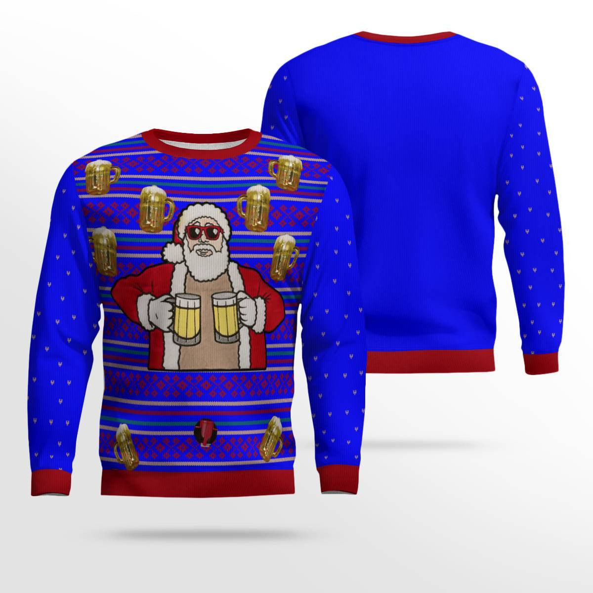 Fill Me Up Santa Beverage Dispenser Ugly Chirstmas Sweater Blue – Moonbestprint