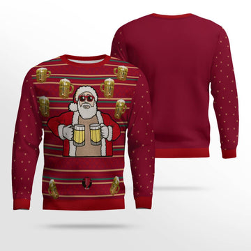 Fill Me Up Santa Beverage Dispenser Ugly Chirstmas Sweater Burgundy – Moonbestprint