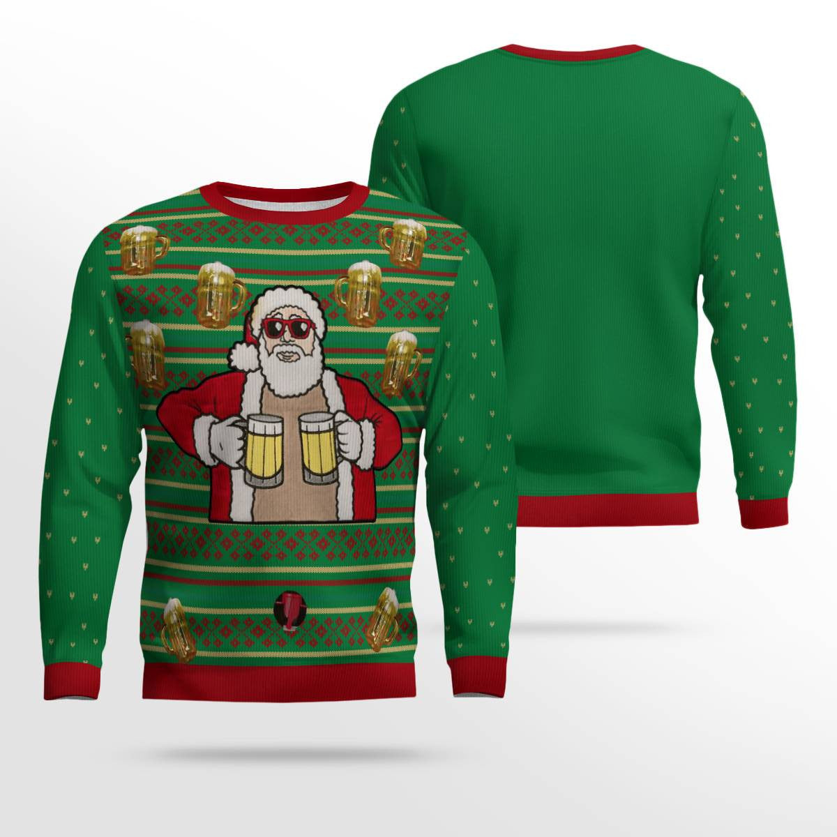 Fill Me Up Santa Beverage Dispenser Ugly Chirstmas Sweater Green – Moonbestprint