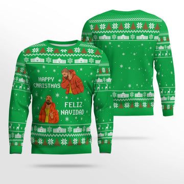 Meme Happy Christmas Feliz Navidad Christmas Ugly Sweater Green – Moonbestprint