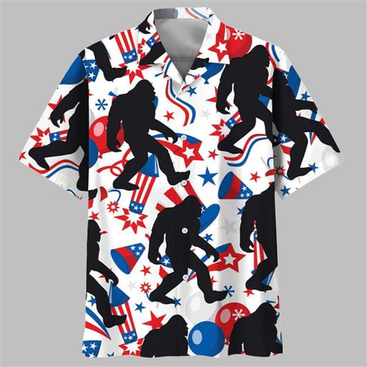 4th Of July Celebration Bigfoot Hawaiian Shirt - Moonbestprint