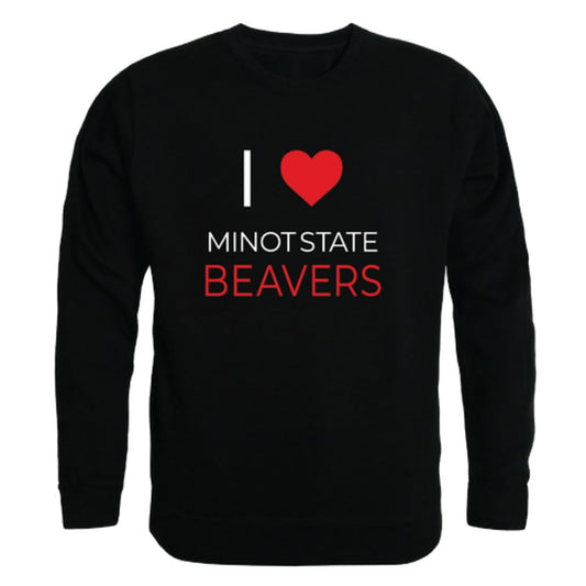 I Love Minot State University Beavers Fleece Crewneck Pullover Sweatshirt