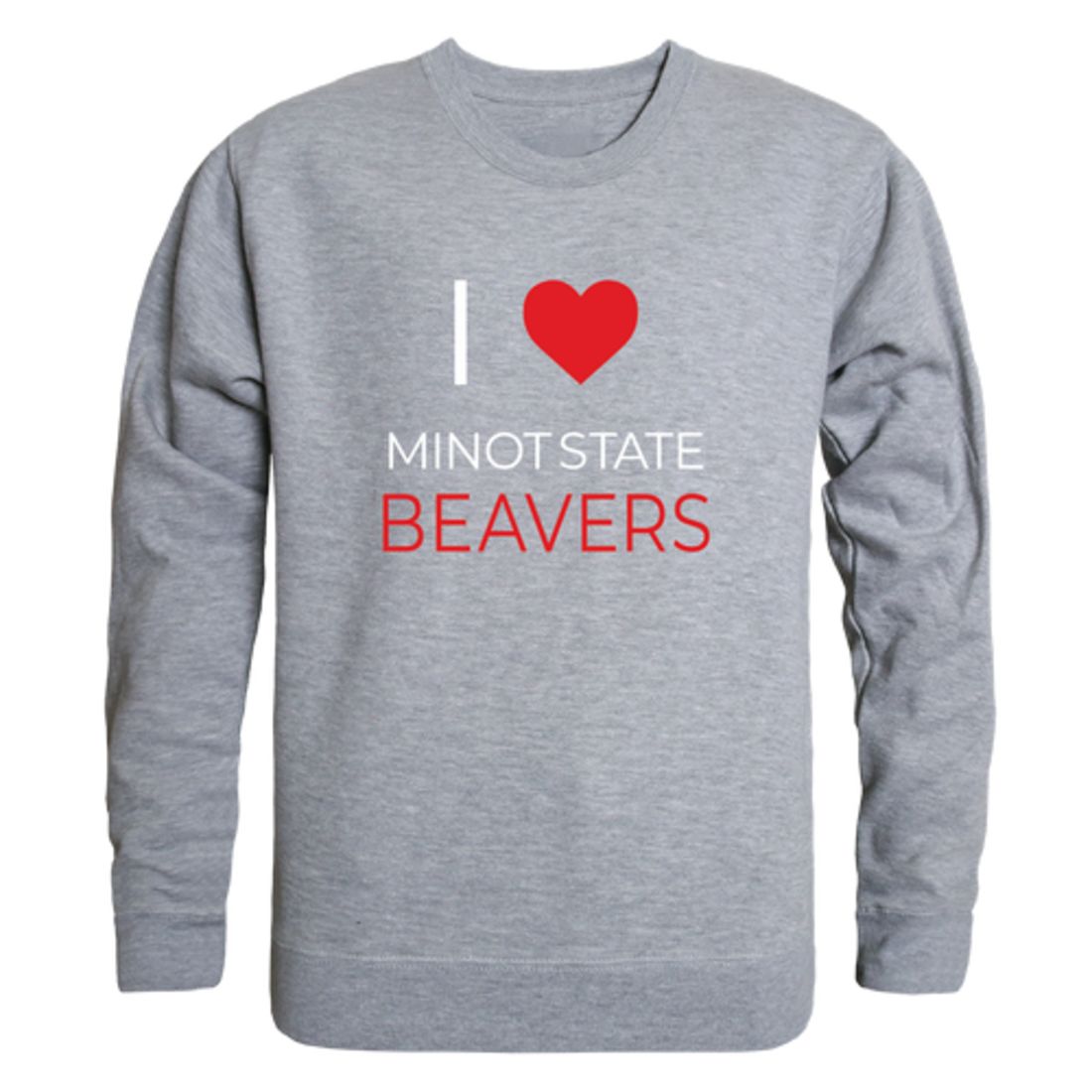 I Love Minot State University Beavers Fleece Crewneck Pullover Sweatshirt