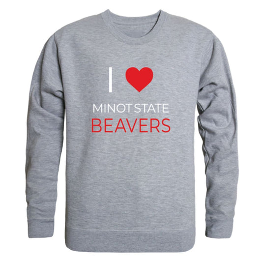 I Love Minot State University Beavers Fleece Crewneck Pullover Sweatshirt