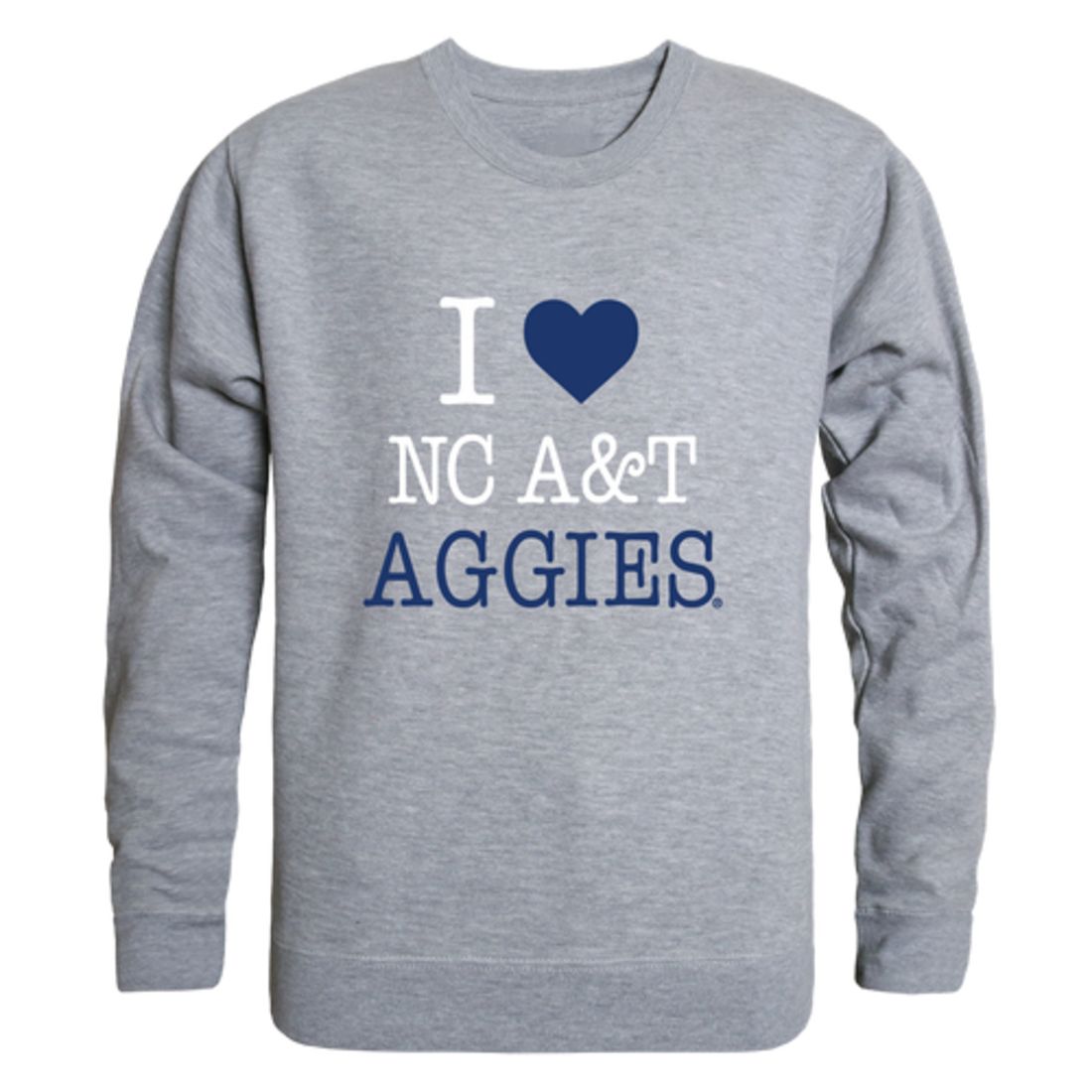 I Love North Carolina A&T State University Aggies Fleece Crewneck Pullover Sweatshirt