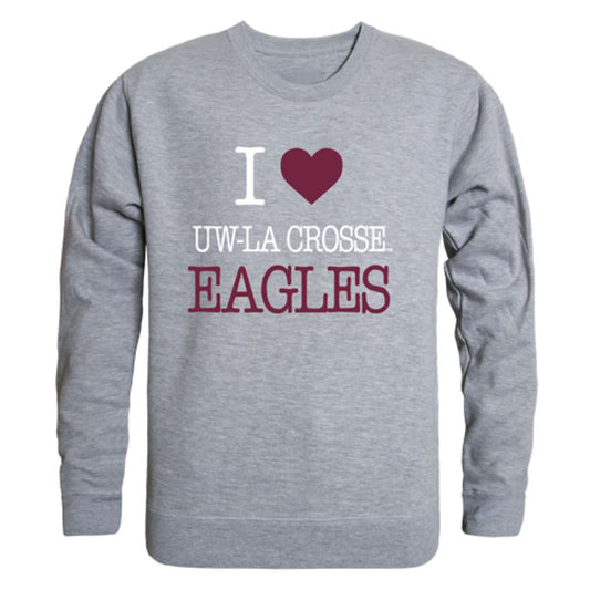 I Love University of Wisconsin-La Crosse Eagles Fleece Crewneck Pullover Sweatshirt