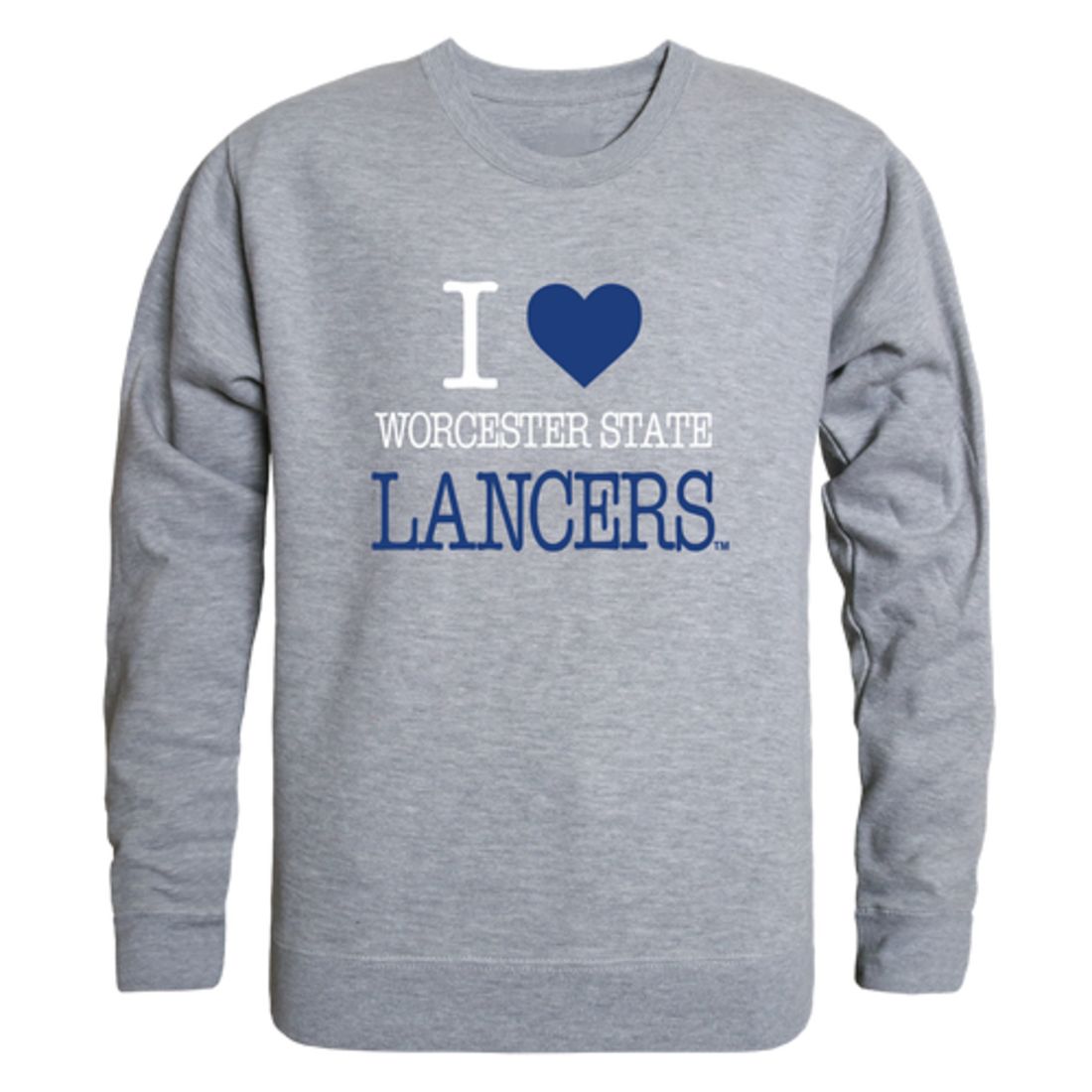 I Love Worcester State University Lancers Fleece Crewneck Pullover Sweatshirt