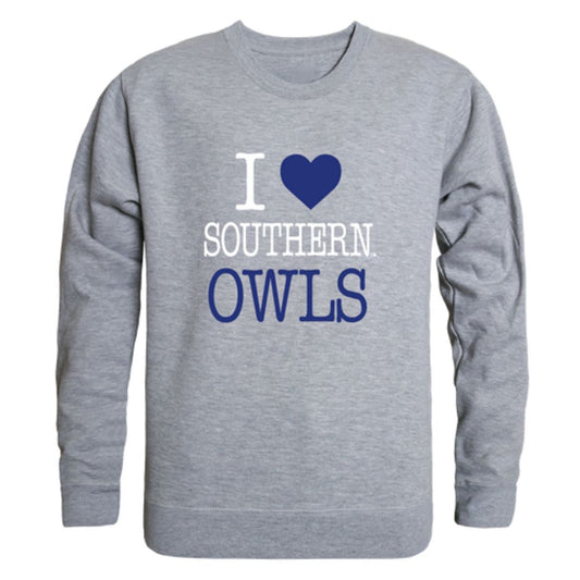 I Love Southern Connecticut State University Owls Fleece Crewneck Pullover Sweatshirt