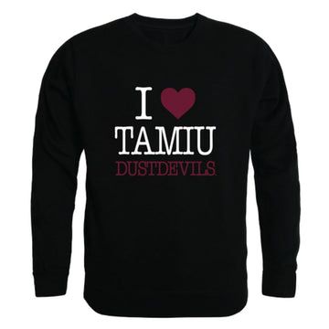 I Love Texas A&M International University DustDevils Fleece Crewneck Pullover Sweatshirt