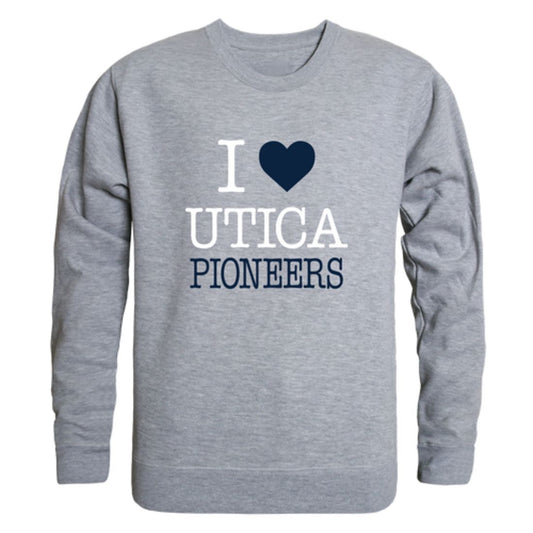 I Love Utica College Pioneers Fleece Crewneck Pullover Sweatshirt