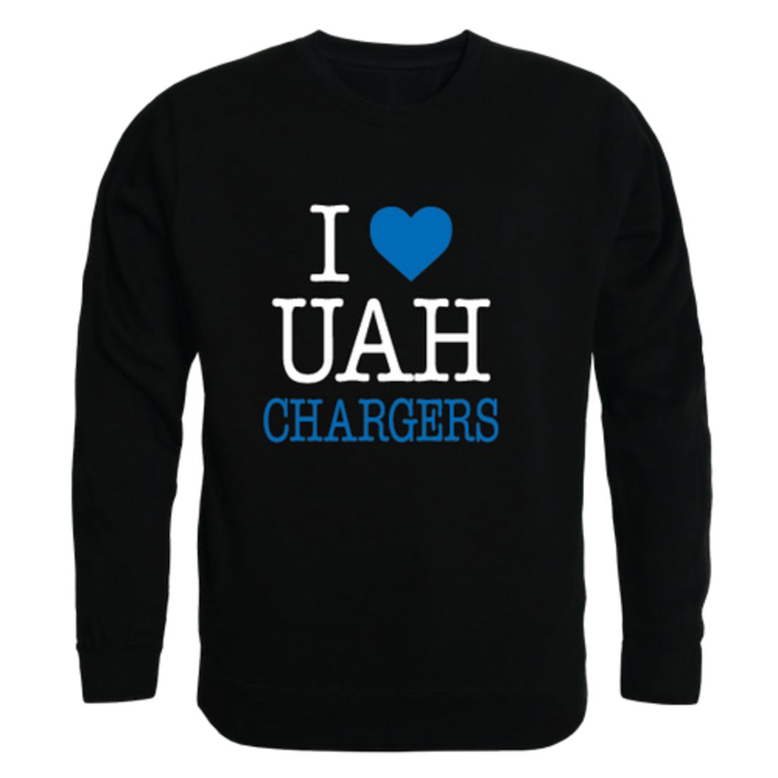 I Love The University of Alabama in Huntsville Chargers Fleece Crewneck Pullover Sweatshirt