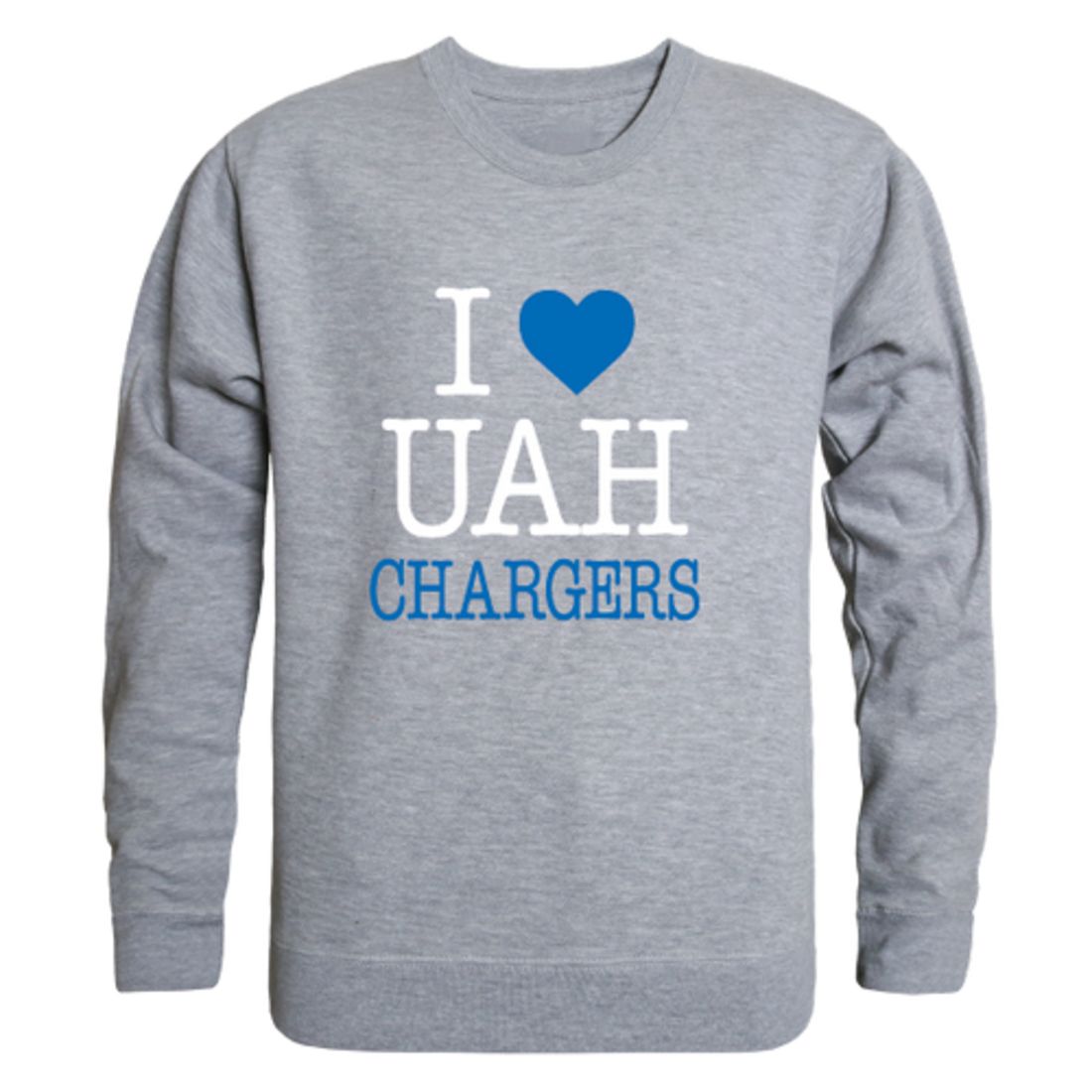 I Love The University of Alabama in Huntsville Chargers Fleece Crewneck Pullover Sweatshirt