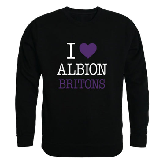 I Love Albion College Britons Fleece Crewneck Pullover Sweatshirt