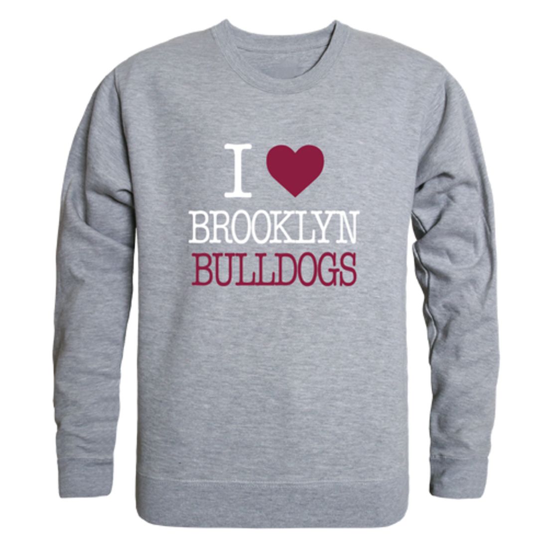 I Love Brooklyn College Bulldogs Fleece Crewneck Pullover Sweatshirt