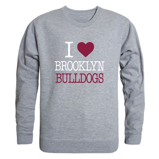 I Love Brooklyn College Bulldogs Fleece Crewneck Pullover Sweatshirt