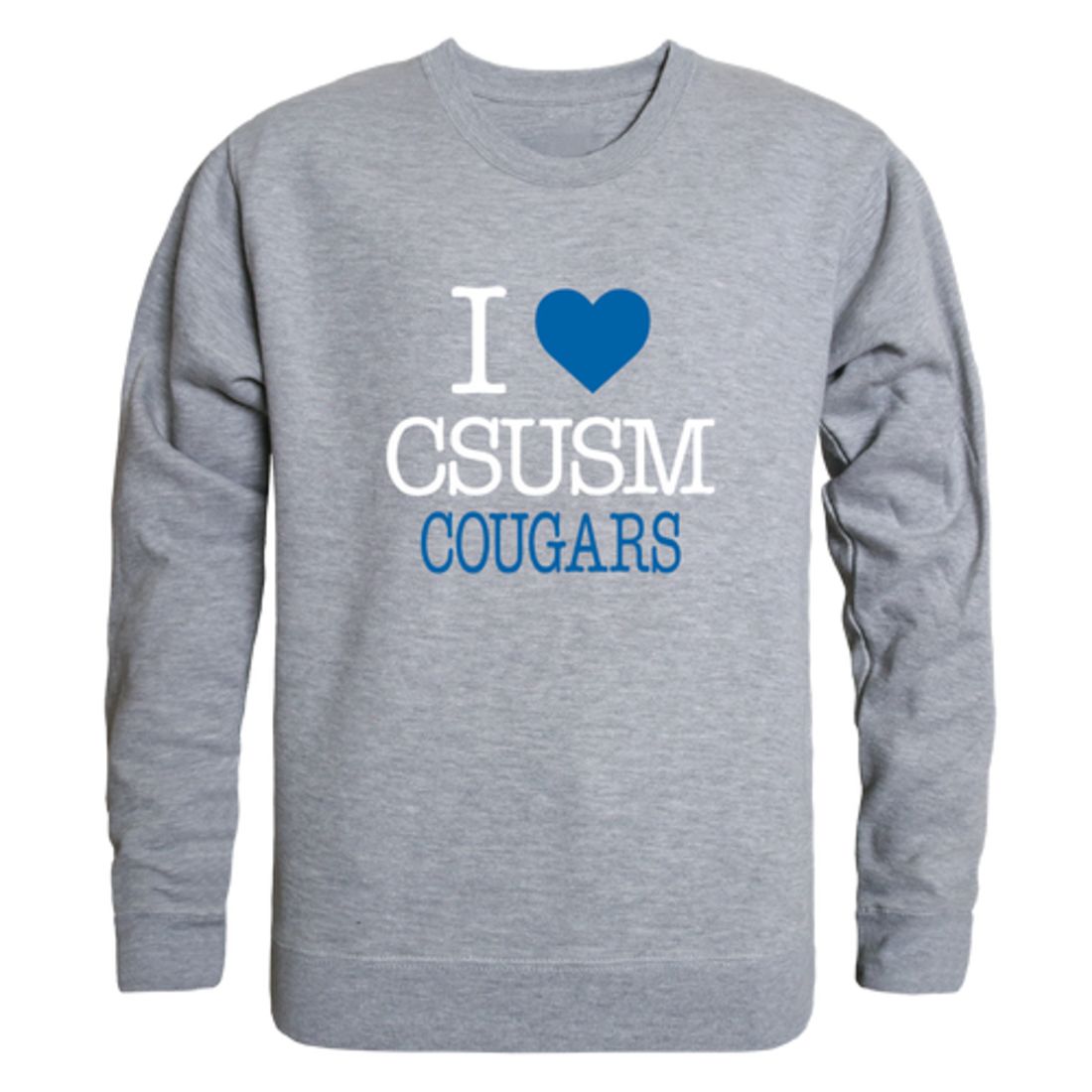 I Love California State University San Marcos Cougars Fleece Crewneck Pullover Sweatshirt