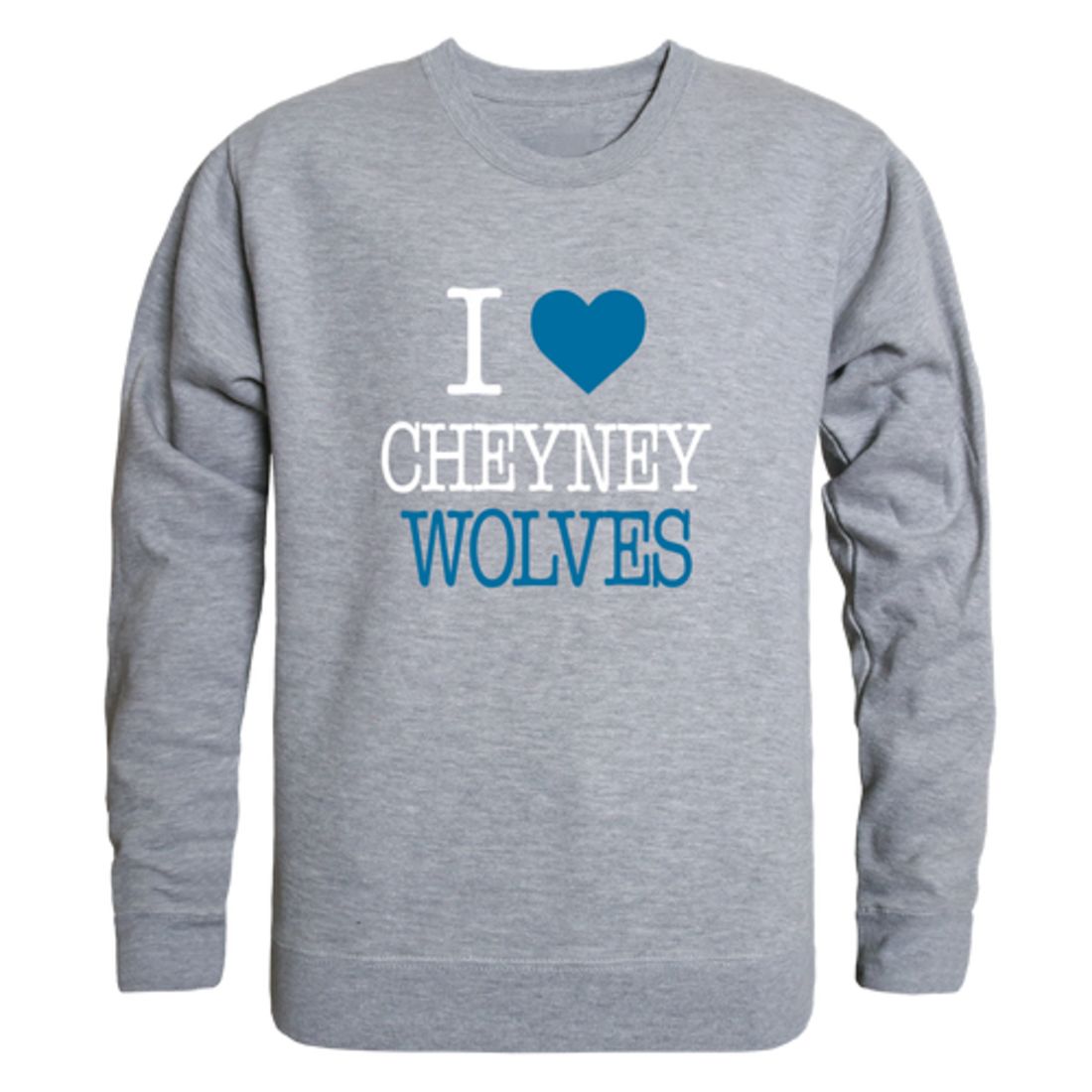 I Love Cheyney University of Pennsylvania Wolves Fleece Crewneck Pullover Sweatshirt