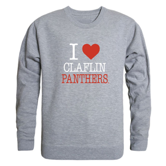 I Love Claflin University Panthers Fleece Crewneck Pullover Sweatshirt