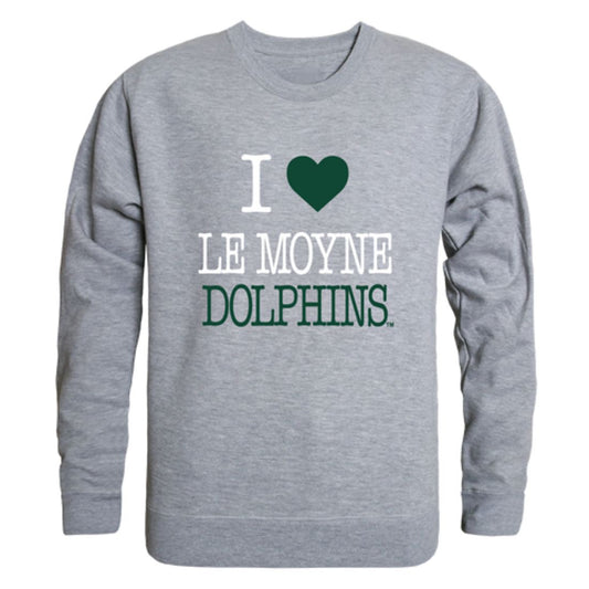 I Love Le Moyne College Dolphins Fleece Crewneck Pullover Sweatshirt