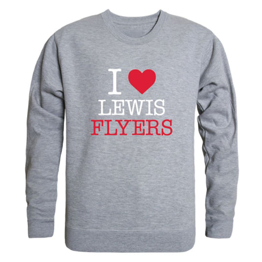 I Love Lewis University Flyers Fleece Crewneck Pullover Sweatshirt