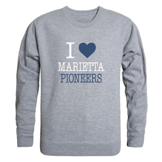 I Love Marietta College Pioneers Fleece Crewneck Pullover Sweatshirt