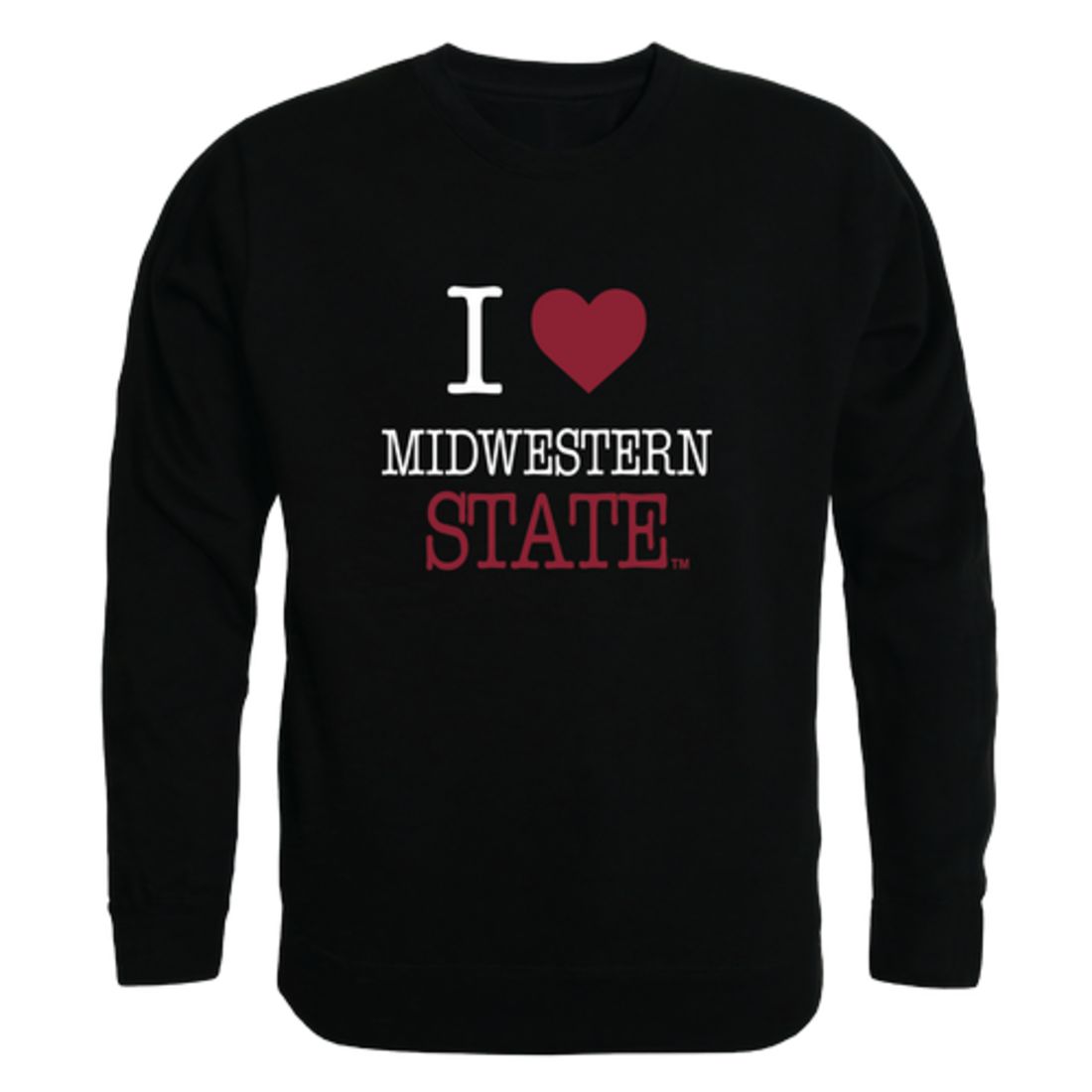 I Love Midwestern State University Mustangs Fleece Crewneck Pullover Sweatshirt