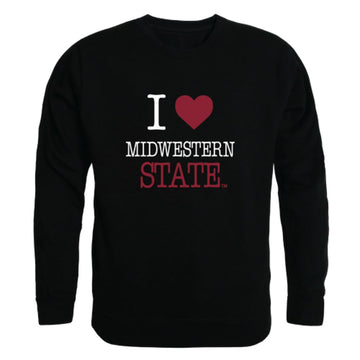 I Love Midwestern State University Mustangs Fleece Crewneck Pullover Sweatshirt