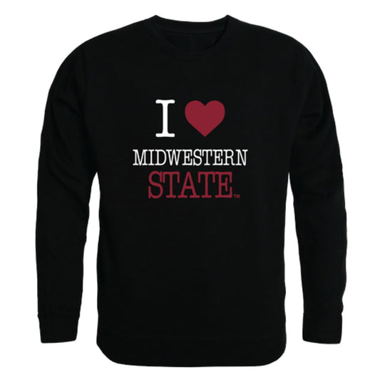 I Love Midwestern State University Mustangs Fleece Crewneck Pullover Sweatshirt