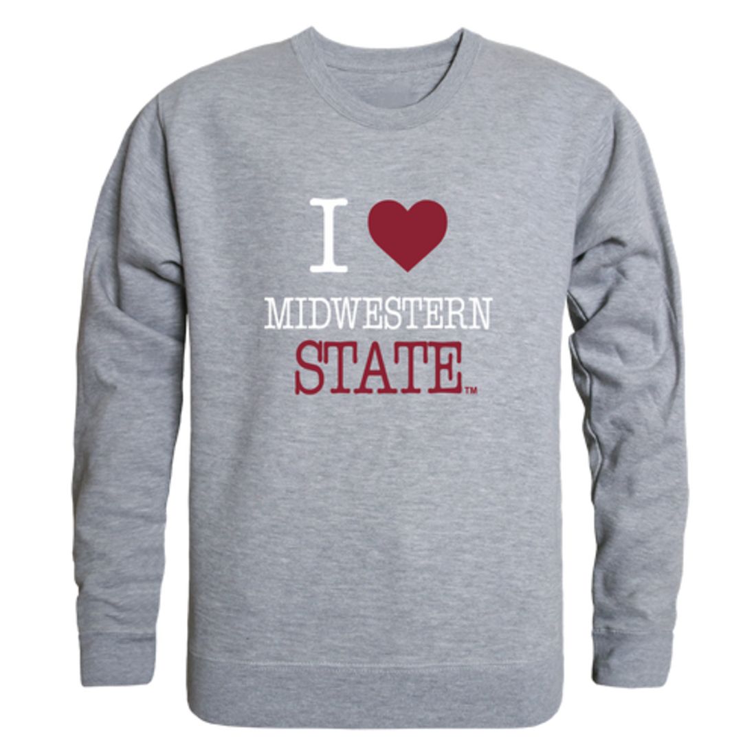 I Love Midwestern State University Mustangs Fleece Crewneck Pullover Sweatshirt