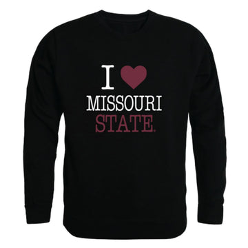 I Love Missouri State University Bears Fleece Crewneck Pullover Sweatshirt