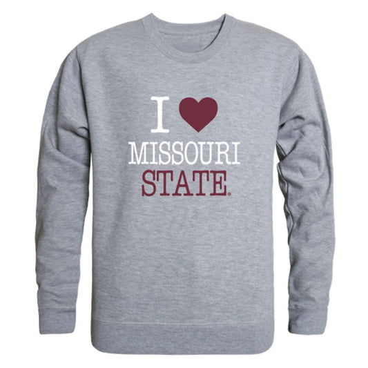 I Love Missouri State University Bears Fleece Crewneck Pullover Sweatshirt