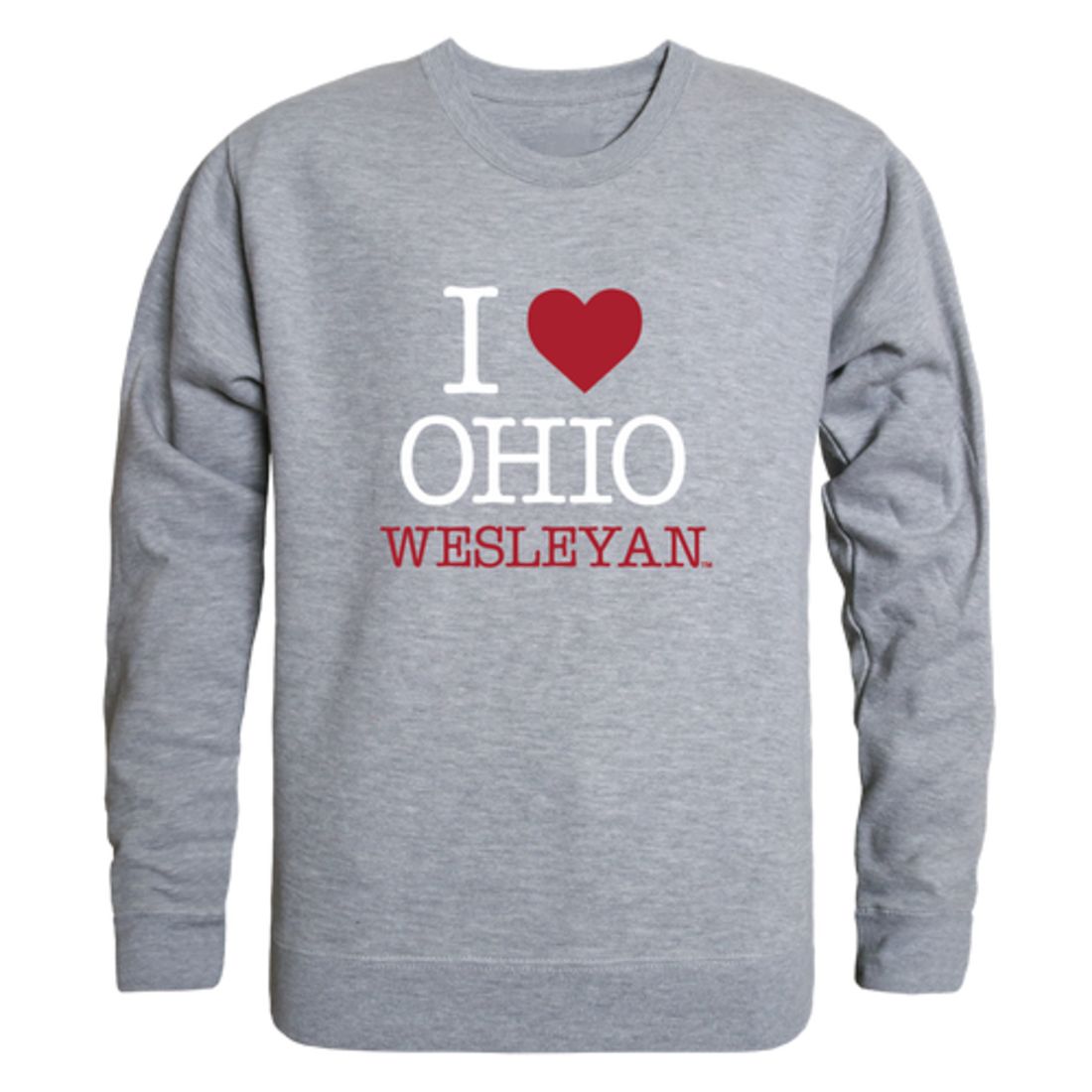 I Love Ohio Wesleyan University Bishops Fleece Crewneck Pullover Sweatshirt
