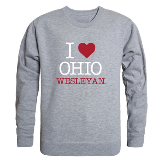 I Love Ohio Wesleyan University Bishops Fleece Crewneck Pullover Sweatshirt