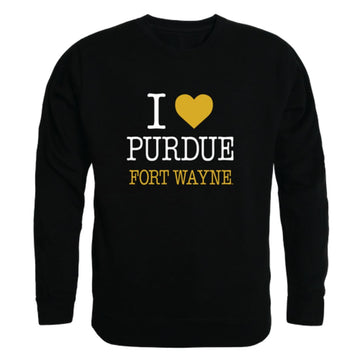 I Love Purdue University Fort Wayne Mastodons Fleece Crewneck Pullover Sweatshirt