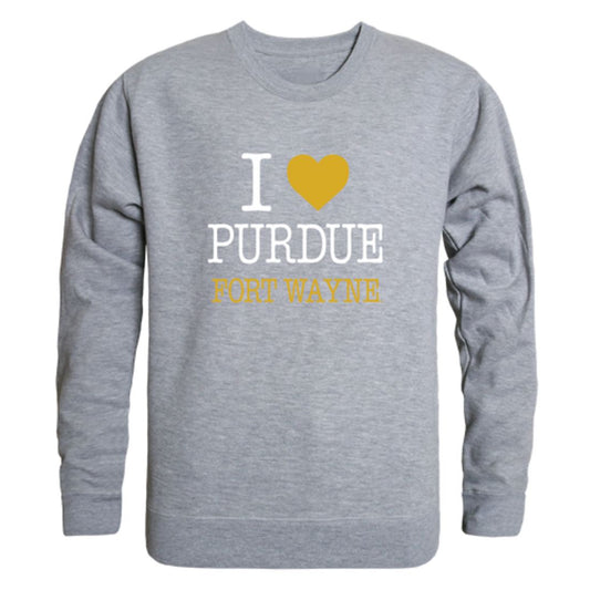 I Love Purdue University Fort Wayne Mastodons Fleece Crewneck Pullover Sweatshirt