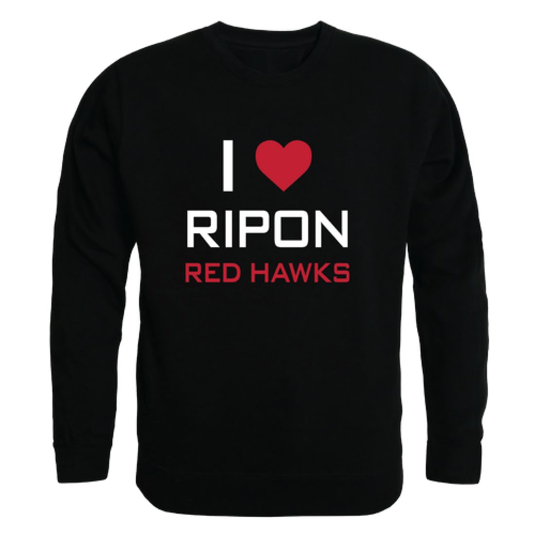 I Love Ripon College Red Hawks Fleece Crewneck Pullover Sweatshirt