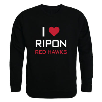 I Love Ripon College Red Hawks Fleece Crewneck Pullover Sweatshirt