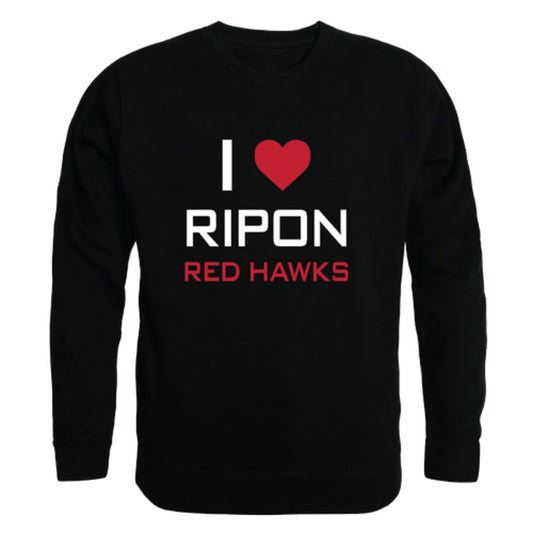 I Love Ripon College Red Hawks Fleece Crewneck Pullover Sweatshirt